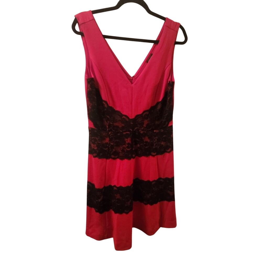 Nicole by Nicole Miller Womens Black/Red Lace Sleeveless Dress Size M Summer